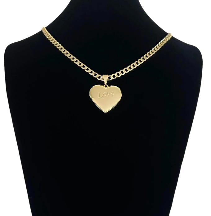 Cadena de oro laminado 14k con colgante de corazón