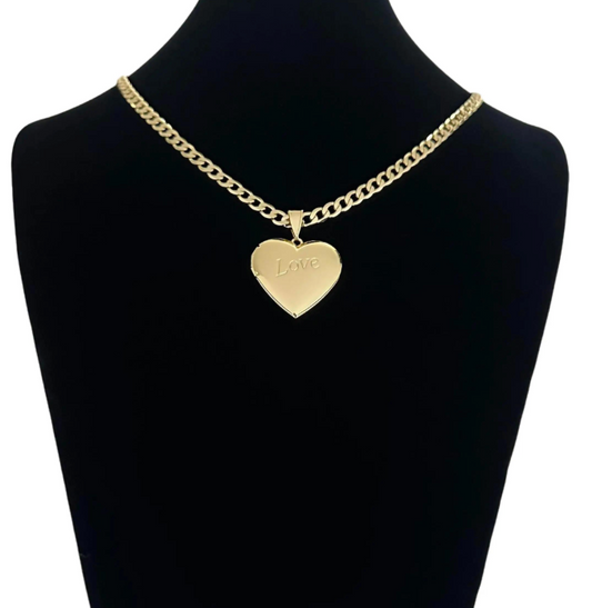 Cadena de oro laminado 14k con colgante de corazón